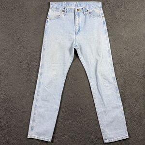 Wrangler Jeans Mens 32x34 Blue 13MWZ Straight Fit Light Wash Denim Pants Cowboy